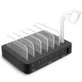 thumbnail image 1 of EeaseMX Cargador USB multipuerto con soporte para reloj y carga de tableta digital multifunción de 6 puertos (enchufe australiano) (negro), 1 of 7