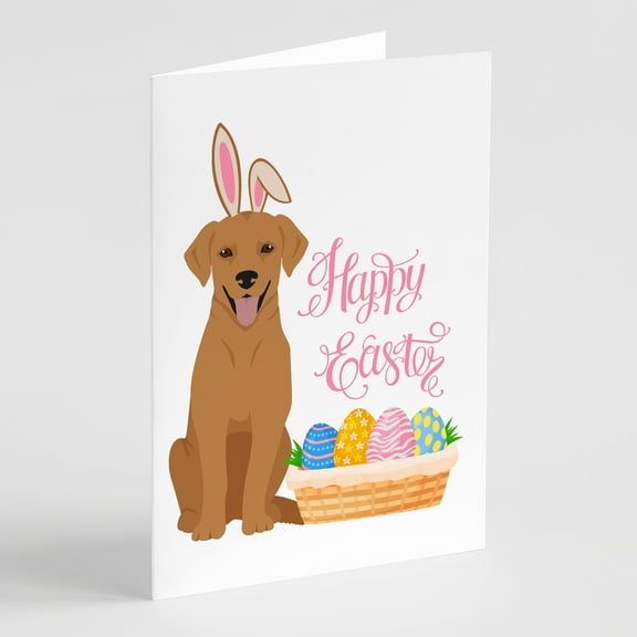 Red Fox Labrador Retriever Easter Greeting Cards and Envelopes Pack of 8 7 in x 5 in