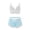 Blue, variant on Levmjia Women Lace Striped Lingerie Two Piece Set Spaghetti Strap V Neck Bra Ruffle Shorts Outfit Multi Color Options Soft Breathable Sleepwear Spring Summer Bedroom Pajama Suit