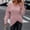 Pink, variant on Amidoa V-Neck Womens Sweaters Long Sleeve Black Wrap Shirring Hem Cable Knit Sweaters Cardigans for Women M