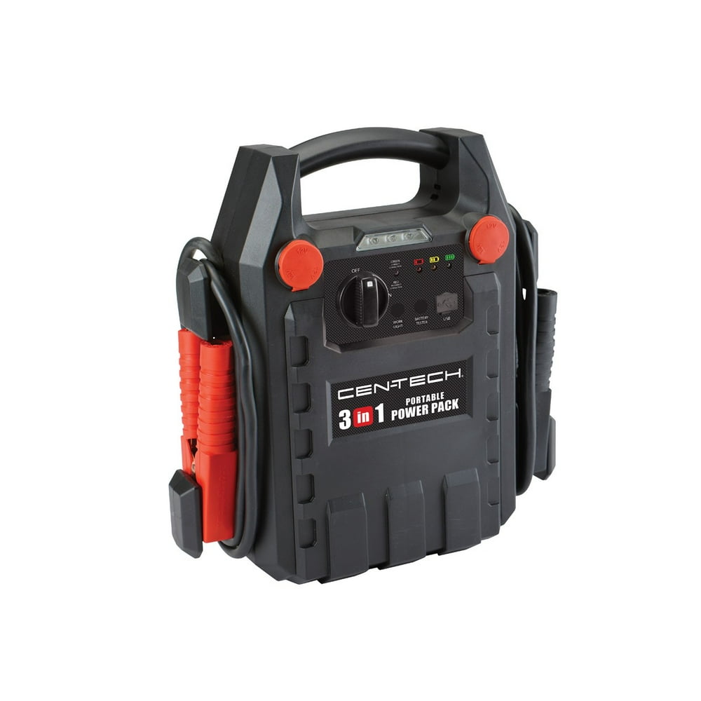CenTech Portable Power Pack 3 in 1 Jump Starter Two 12VDC Outlets