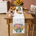 thumbnail image 2 of Spring Flowers Table Runner - 90 Inch Long Watercolor Floral Leaves Butterflies Plant Cotton and Linen Blended Dress Scarves Farmhouse Table Runner for Kitchen Dining, Coffee Table, 13" x 90", 2 of 8