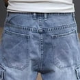 thumbnail image 6 of GBSYEWXS Mens Shorts Comfort Waist Solid Color Urban Blue Jean Denim, 6 of 9