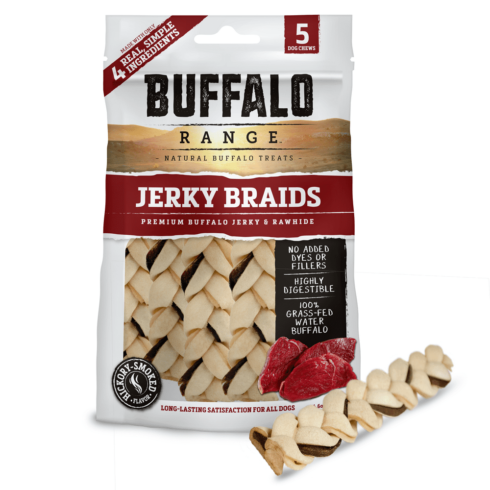 Buffalo Range Rawhide Dog Treats Healthy, GrassFed Buffalo Jerky Raw