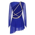 thumbnail image 6 of TSSOE Women's Figure Ice Skating Dance Dress Long Sleeve Roller Skating Dance Lyrical Ballet Dance Dress Blue M, 6 of 7