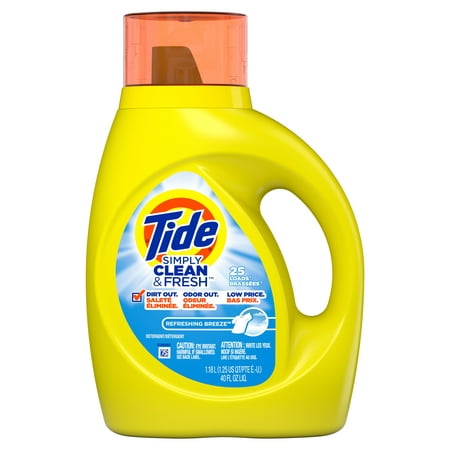Tide Simply Clean & Fresh Liquid Laundry Detergent, Refreshing Breeze, 25 loads 40 (Best Loads For 25 06)
