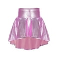 thumbnail image 2 of Aislor Kids Girls Fashion High Waist Solid Color Bronzing High-Low Ruffle Hem Skirt Jazz Hip Hop Dancewear, 2 of 7