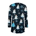 thumbnail image 3 of Women's Fashionable Loose-Fit Casual Cardigan with Christmas Print Mid-Length Coat for Holiday Outfits and Comfortable Wear,Blue,2XL, 3 of 6