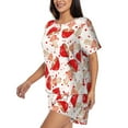 thumbnail image 2 of Naloa Cute Mushroom Women's Short-Sleeved Pajama Set, Loungewear, Summer pajamas, Breathable Cozy - Medium, 2 of 9