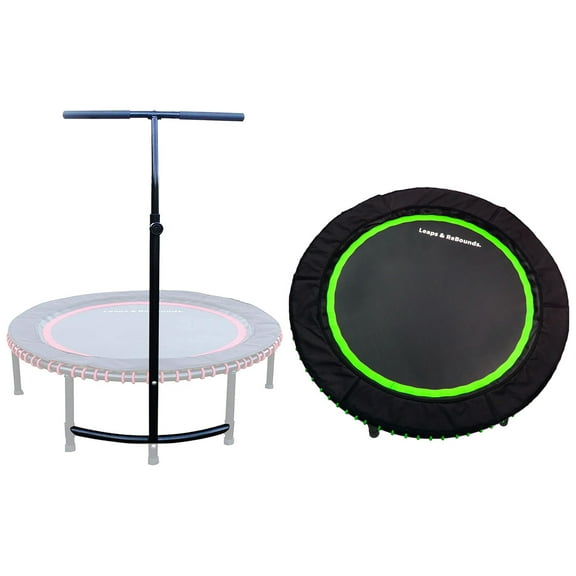 LEAPS & REBOUNDS 40" Stability Bar with 40" Fitness Trampoline, Green