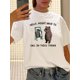 thumbnail image 1 of Vintage Style Women's T-Shirt, 100% Polyester Crew Neck with Geometric Bear Print, Casual Summer Knit Fabric Top, 1 of 6