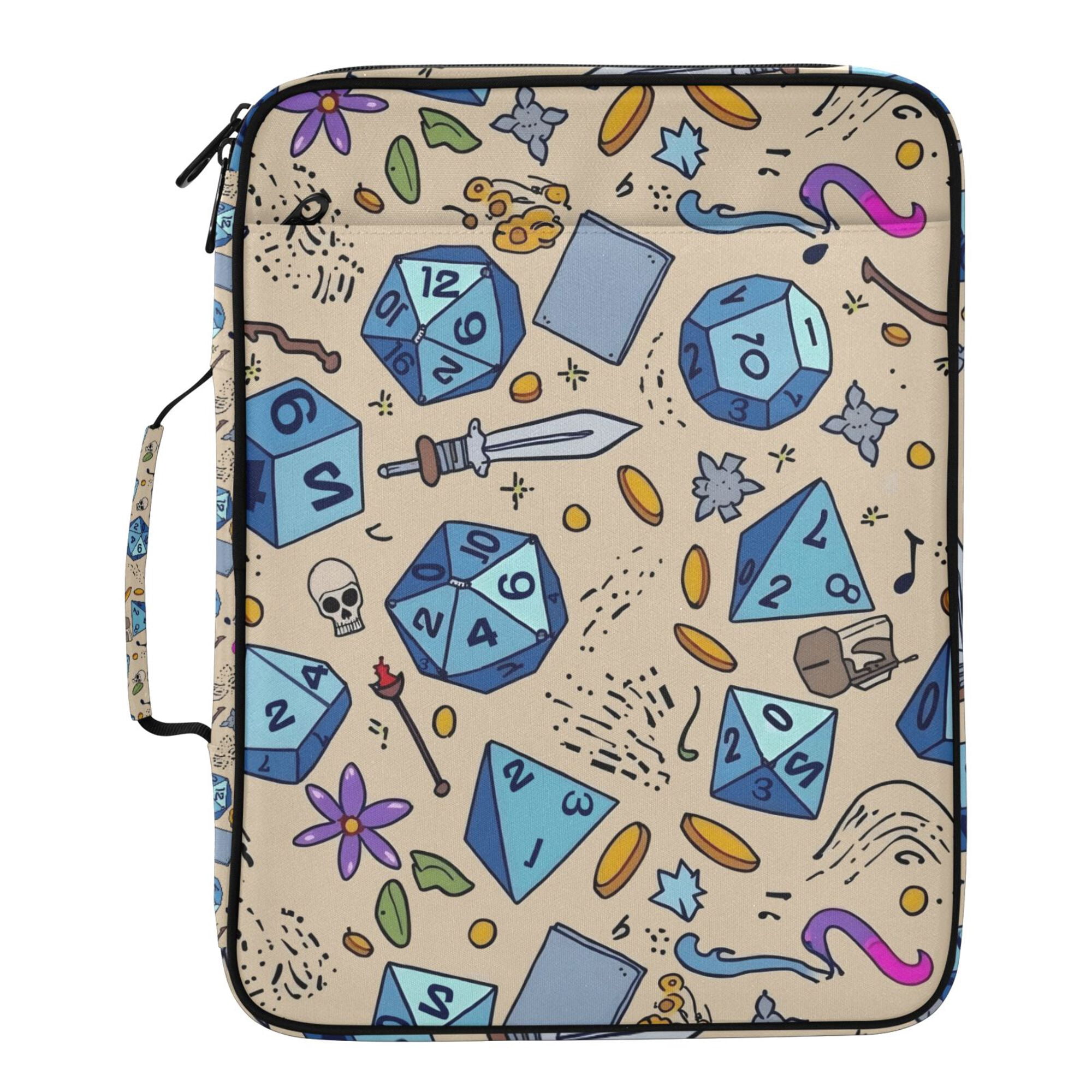 FORMRS Accordion File Folder A4 Size 7-Pocket Expanding Document Organizer Bag with 3 Ring Binder, Blue Dice Pattern