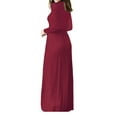 thumbnail image 3 of Mengpipi Women's Maxi Dresses Long Sleeve Casual Long Dresses Loose Plain with Pockets, Burgundy-M(US 8-10), 3 of 4