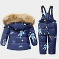 thumbnail image 2 of Generic Children'S Ski Suit Children's Down Jacket Snowsuit Set For Boys And Girls 1-6 Years Old Toddler Children's Winter Girls' And Boys' Solid Color Snow Bib Pants And Zip Hooded Jacket Coat Set, 2 of 9