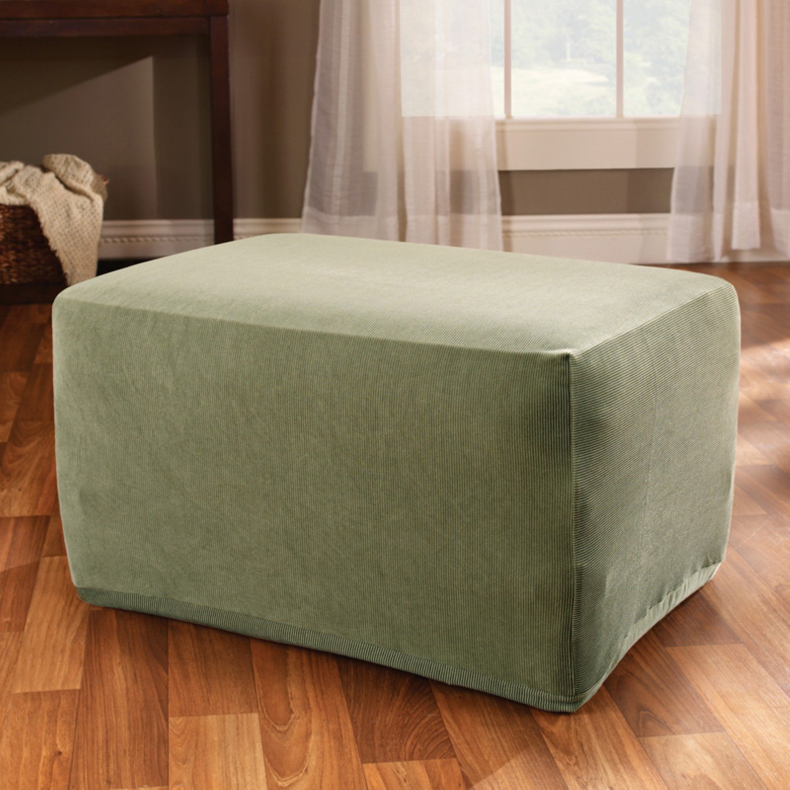 Sure Fit Stretch Stripe Ottoman Slipcover