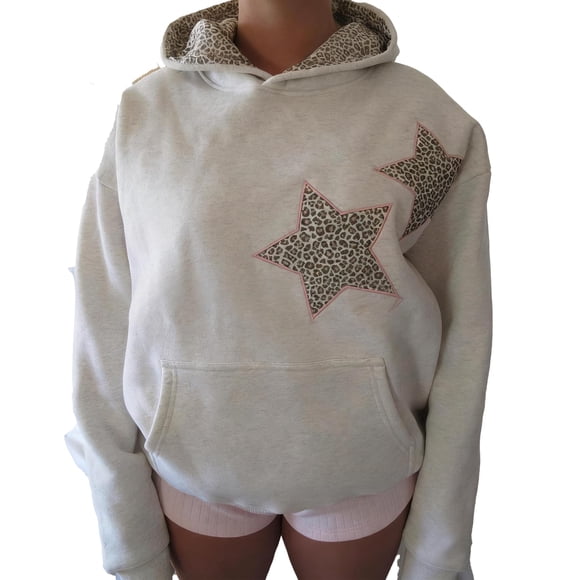 Sudadera con Capucha Chvity para Mujer con Estampado de Leopardo y Estrella