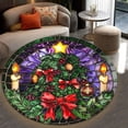 thumbnail image 4 of Round Rug, Christmas Agave Soft Washable Carpet, Non-Slip Floor Mat for Living Room Bedroom Home Decor 24 Inch, 4 of 6