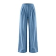 thumbnail image 4 of Lenpel Womens Cotton Linen Pants Lounge Pleated Pull on Low Rise Baggy Trousers Loose Comfy Wide Leg Clothes for Beach Vacation, 4 of 7
