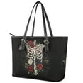 thumbnail image 3 of ZUXONGSY Skull Spiderweb Rose Print Halloween Handbag for Women Trendy Travel Purse Portable Shoulder Bag with Zippered for Work Dating, 3 of 5
