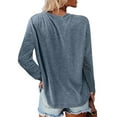 thumbnail image 3 of TEMOFON Long Sleeve Shirts for Women Fall Tops Crew Neck Tunics Blouse with Pocket Casual Side Slits Shirts for Women Pullover Sweatshirts Solid Color Bluegray Size M, 3 of 4
