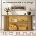thumbnail image 5 of Tribesigns 63" Farmhouse Console Table, Farmhouse Long Entryway Table With 3 Storage Shelves For Living Room, Hallway, Foyer, Oak Brown, 5 of 8