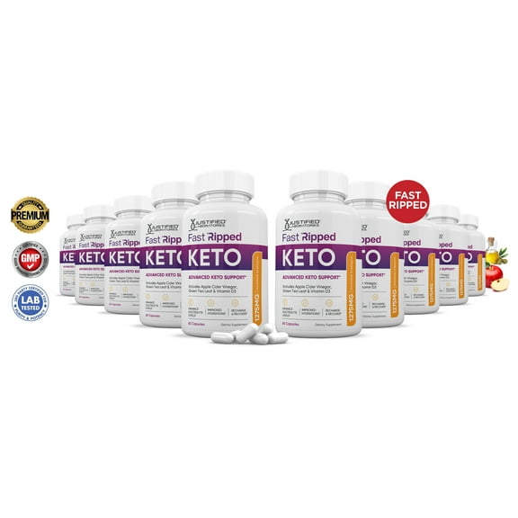 (10 Pack) Fast Ripped Keto ACV Extreme Pills 1675mg Alternative to Gummies Dietary Supplement 600 Capsules