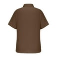 thumbnail image 5 of Ecqkame Men's Casual Cotton Linen Shirt Tops Short Sleeve Button Down Vacation Shirt Summer Holiday Solid Color Tops Brown XXXXXL, 5 of 5