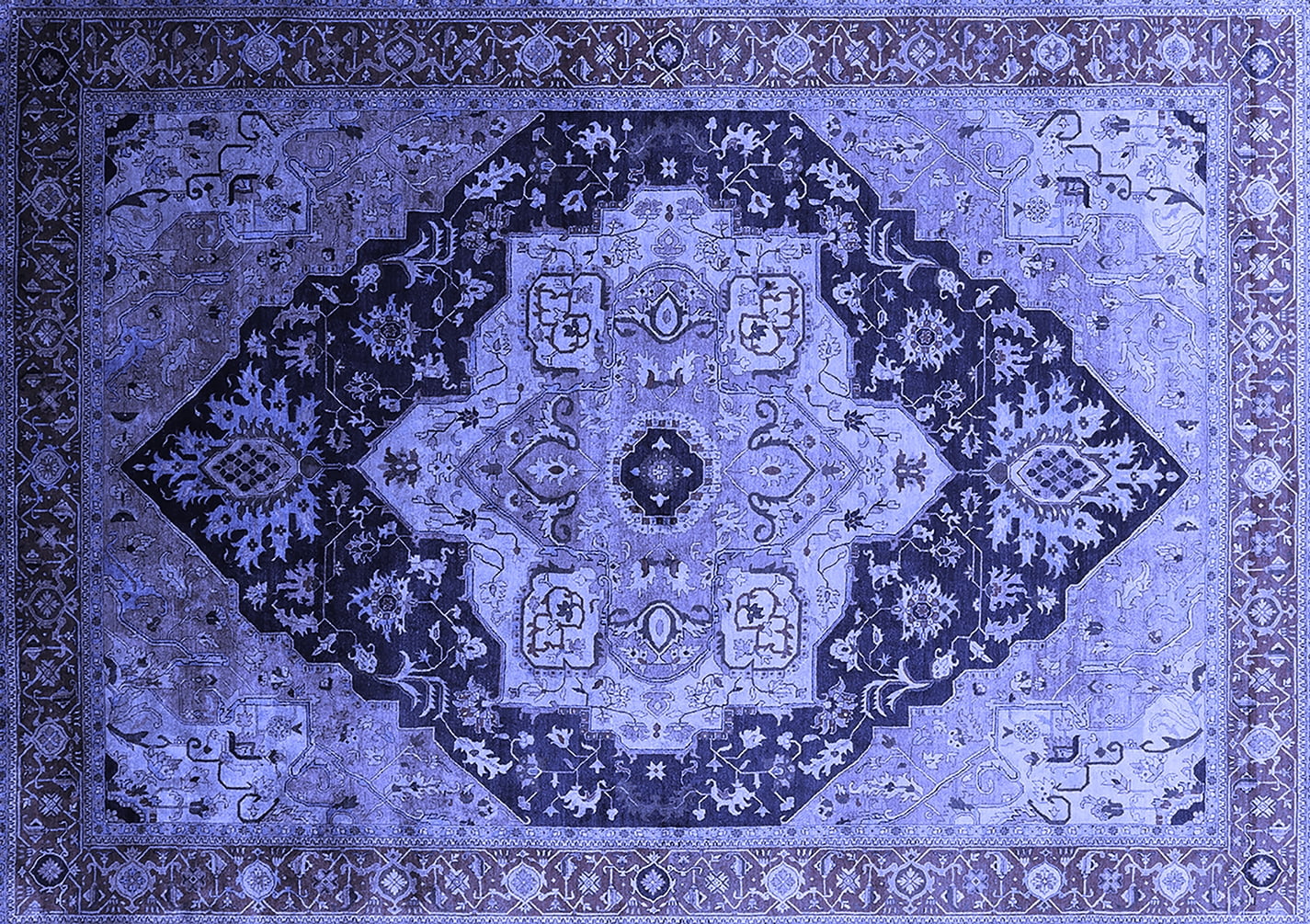 Ahgly Company Indoor Rectangle Oriental Blue Industrial Area Rugs, 4' x