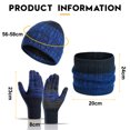 thumbnail image 2 of Winter knitted hat, scarf and touch screen glove neck-warmer, knitted wool lining, unisex - Tibetan blue, 2 of 5