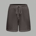 thumbnail image 6 of snilers Linen Shorts for Women Casual Wide Leg High Waisted Summer Pants Comfy Elastic Waist Drawstring Shorts with Pockets M, 6 of 9