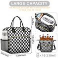 thumbnail image 5 of Black and White Checkered Pattern Insulated Leakproof Lunch Box for Women, Large Lunch Bag for Tween Teen Adult, Loncheras Para Mujer for Work Beach Travel Picnic Camping, 5 of 6