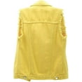 thumbnail image 2 of Womens Crop Denim Vest Jacket Sleeveless Button Down Ripped Casual Waistcoat Jacket, 2 of 5