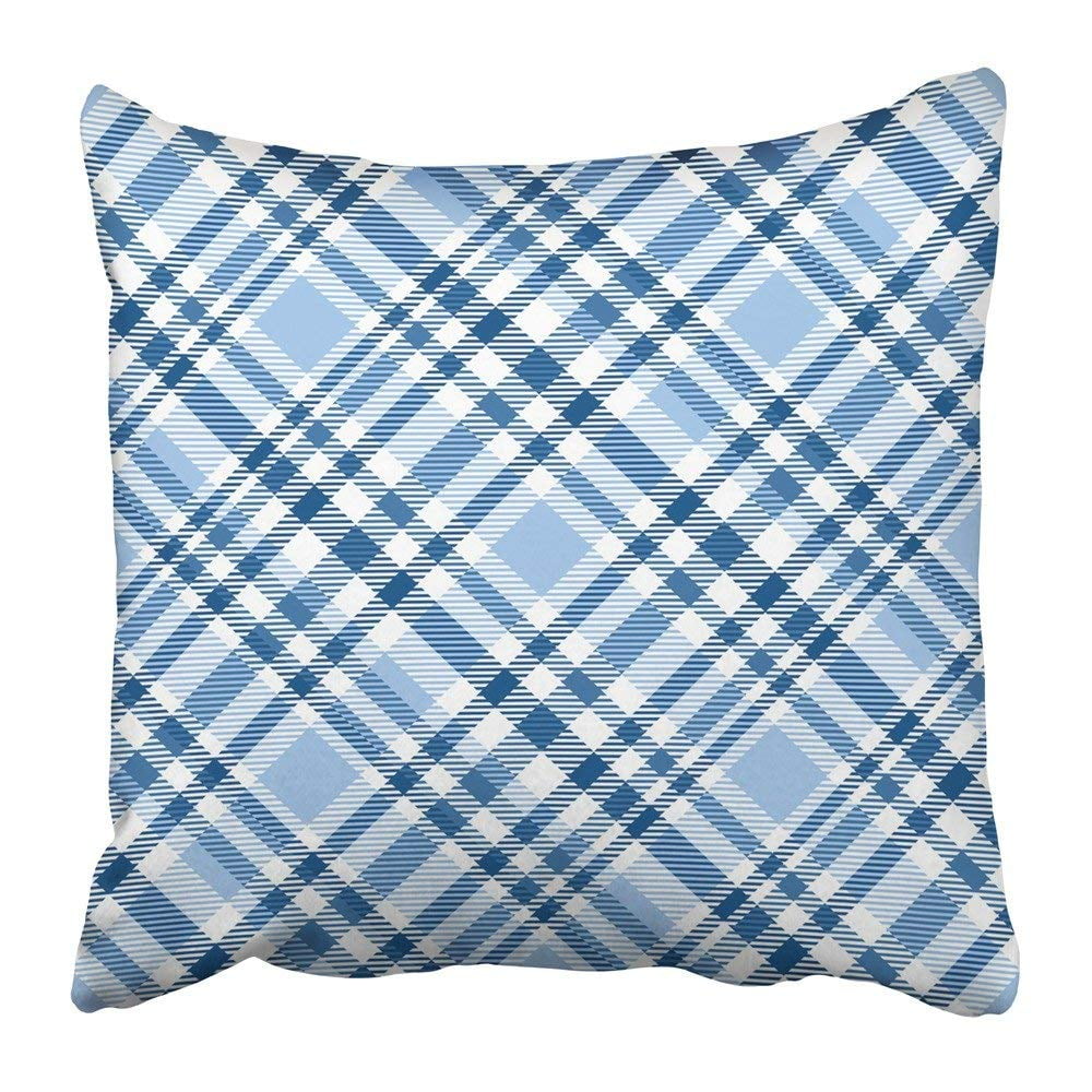 ARTJIA Bedding Tartan Plaid Pattern Checkered in Stripes of Light Blue
