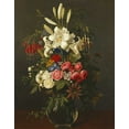 thumbnail image 2 of Ottesen, Otto Diderich 26x32 Black Ornate Wood Framed with Double Matting Museum Art Print Titled - Lilies, Roses, Passion Flowers, 2 of 4