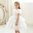 thumbnail image 6 of Toddler Girls 0-5Y Cute Puff Sleeve A-Line Princess Dress, Layered Tulle Flower Girl Ball Gown for Wedding, Evening Party White 2 Years, 6 of 7