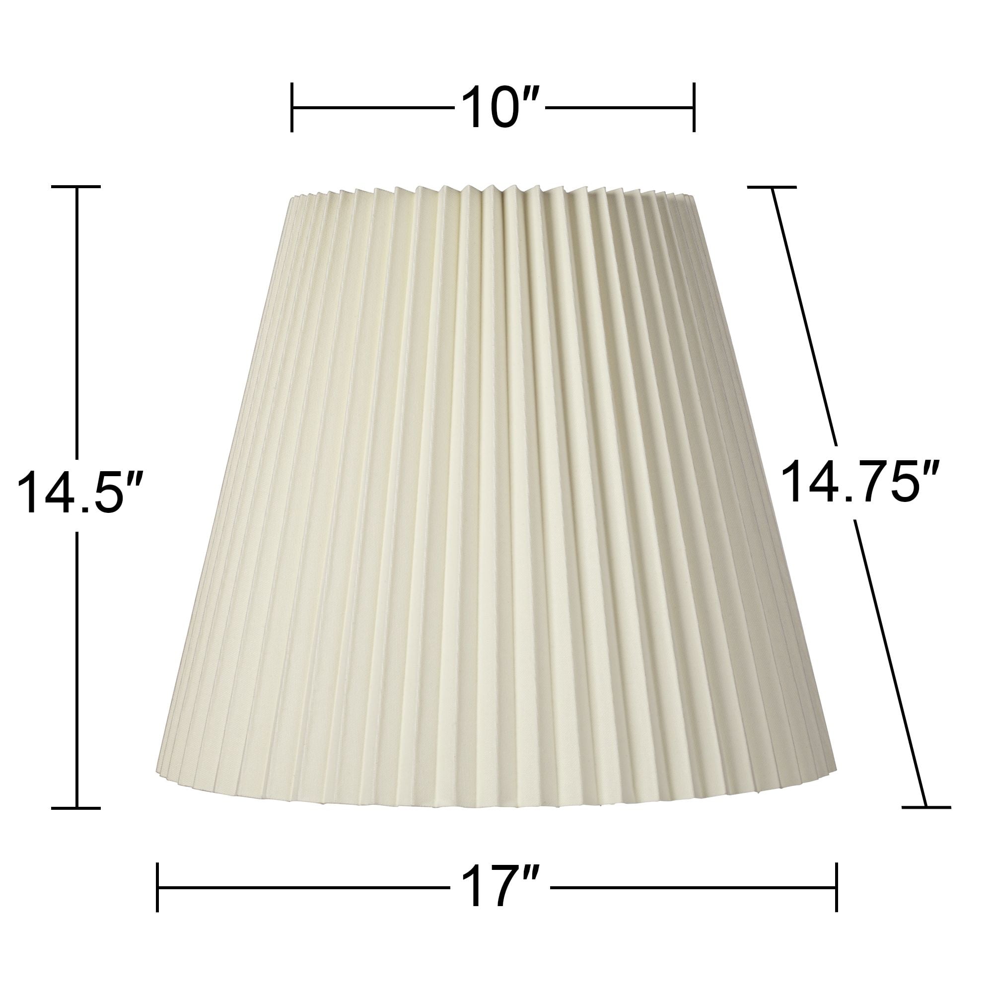 Springcrest Set of 2 Pleated Empire Lamp Shades Ivory Large 10" Top x 17" Bottom x 14.75" High Spider with Harp and Finial Fitting