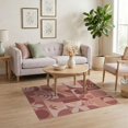 thumbnail image 3 of ODIKA 4'x6' Warm Terracotta Geometric and Floral Washable Area Rug Elegant Check Pattern with Retro Flower Motifs Pet Friendly, Non-Shedding for Bedroom, Reading Nook, 3 of 7