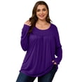 thumbnail image 4 of LARACE Womens Plus Size Long Sleeve Tops Tunic Tops Casual Floral Henley Shirts 4X, 4 of 7