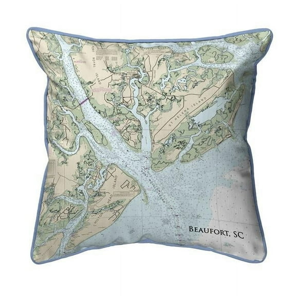 Betsy Drake ZP11513ND 22 x 22 in. Beaufort, SC Nautical Map Extra Large Zippered Indoor & Outdoor Pillow