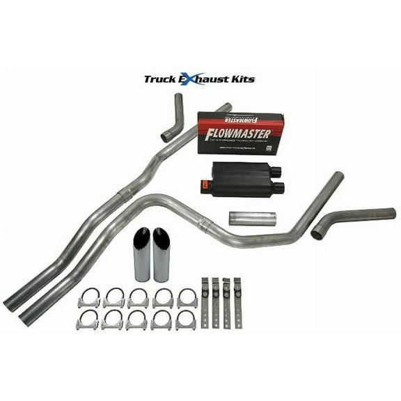 Cadillac Escalade 01-06 2.5" Dual Exhaust Kit C Exit Flowmaster Super 44 SW Tip