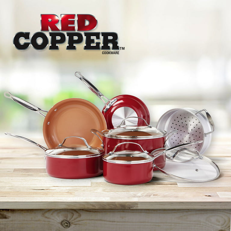 Skillet Copper Red Pan Ceramic Induction Frying Pan Saucepan