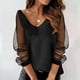 thumbnail image 1 of Pntutb Blusa de manga larga con cuello en V y estampado de malla para mujer Pntutb Pntutb-5432, 1 of 8