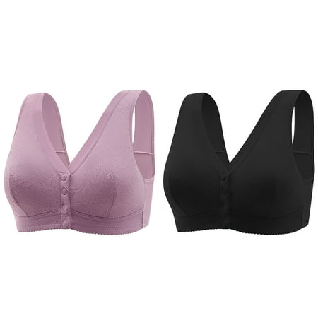 YABCSAZ Bras for Women Plus Size Bras Wirefree Compression Sports Bra Front Closure Bras Close Breast Augmentation Underwear Flex Back Bra Breastfeeding Bralette 2 Piece