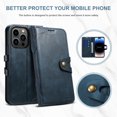 thumbnail image 4 of Vintage Wallet Case for iPhone 14 Pro Designed with Card Slots Cash Holder Retro Button Flip Cover, Luxury PU Leather Kickstand Soft Silicone Shockproof Case for iPhone 14 Pro,Blue, 4 of 6