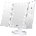 thumbnail image 1 of Lighted Makeup Mirror Trifold Vanity Mirror with X/X/X Magnification Natural LED Nights and Touch Screen Batteries and USB Power Supply Adjustable Tabletop Cosmetic Mirror (, 1 of 7