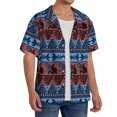 thumbnail image 2 of KLL Vintage Corn Pattern in Red Blue Print Men's Shirt Short Sleeve Button Down Summer Cuba Beach Shirts- X-Large, 2 of 5
