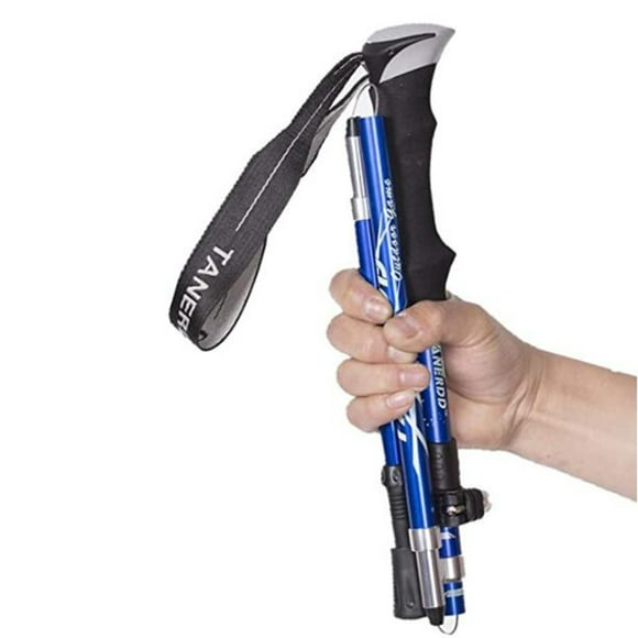 Bastones de senderismo plegables. Bastones de trekking telescópicos, ligeros y ajustables con protectores de goma para hombres y mujeres.