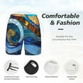 thumbnail image 3 of Daiia Stained Glass Ocean Wave Mens Swim Trunks Swim Shorts Quick Dry Swim Shorts with Mesh Lining Pockets-Medium, 3 of 9