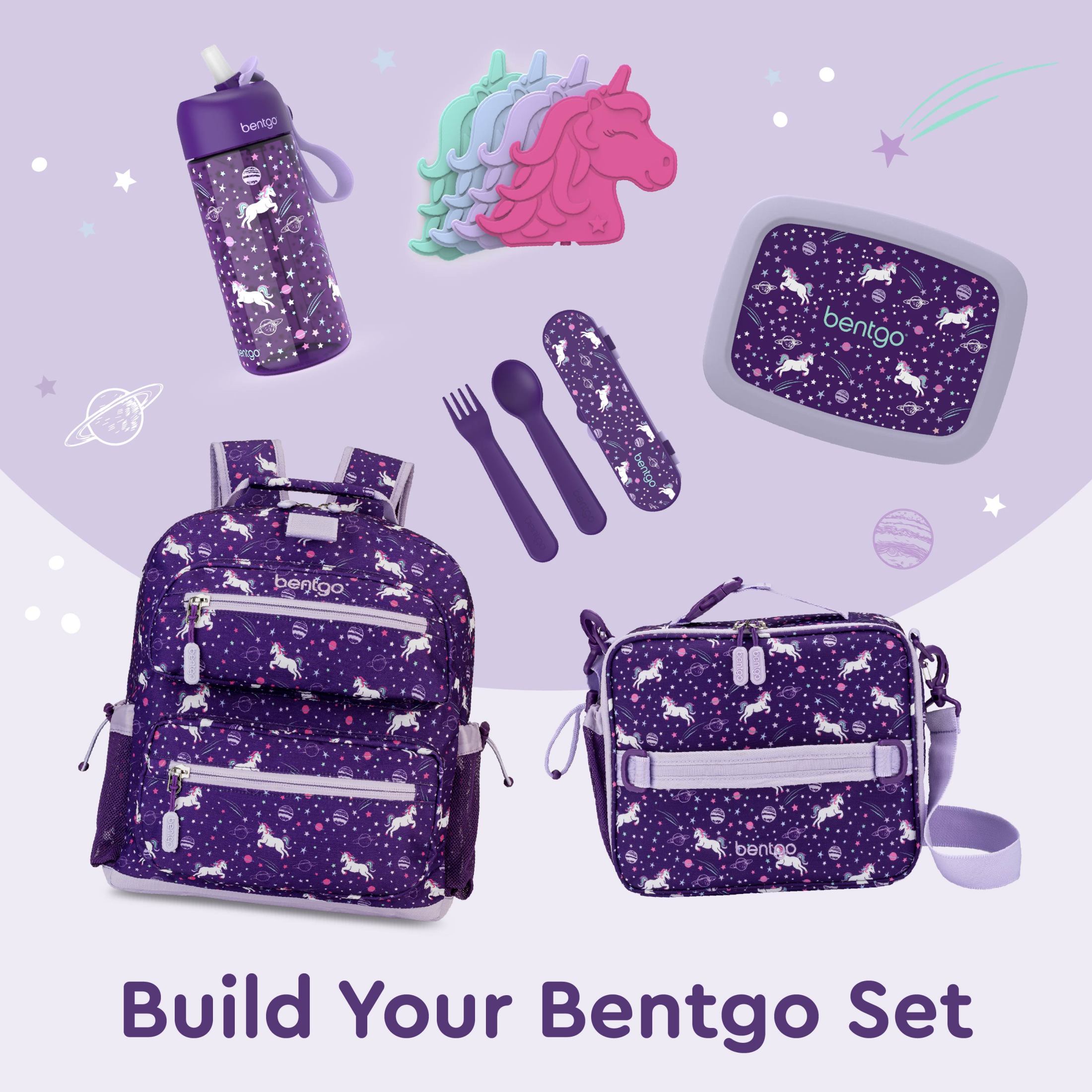 Bentgo Kids Lunch Bag - Double-Insulated, Reusable Lunch Bag for Kids 3+ with Adjustable Strap; Holds Lunch Box/Water Bottle/Snacks; Easy-Clean, Water-Resistant & Pockets (Unicorn)