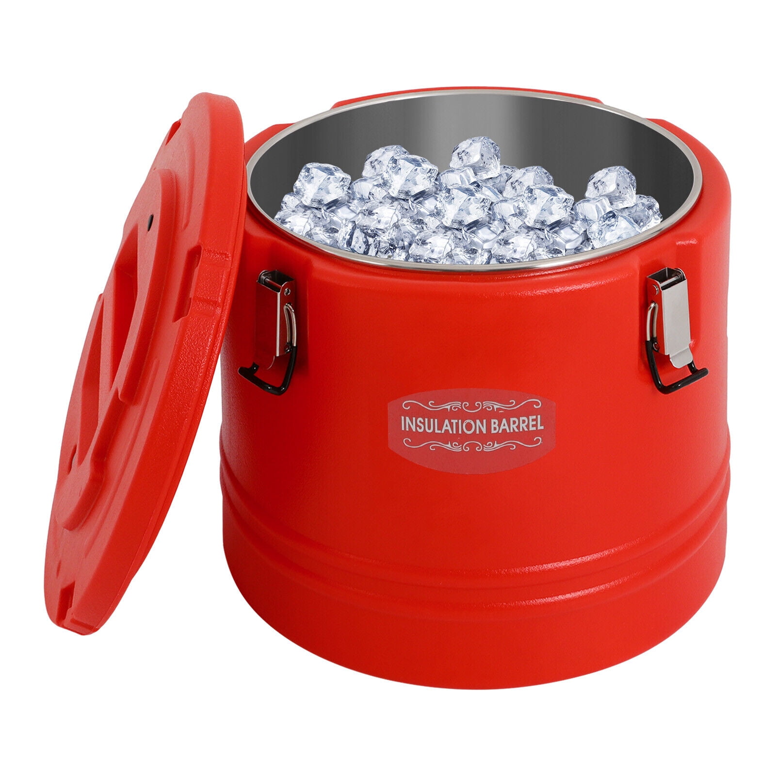 Red 30L Insulated Bucket, Commercial Beverage Cooler 31.7Qt 3-Layer Leak-Proof